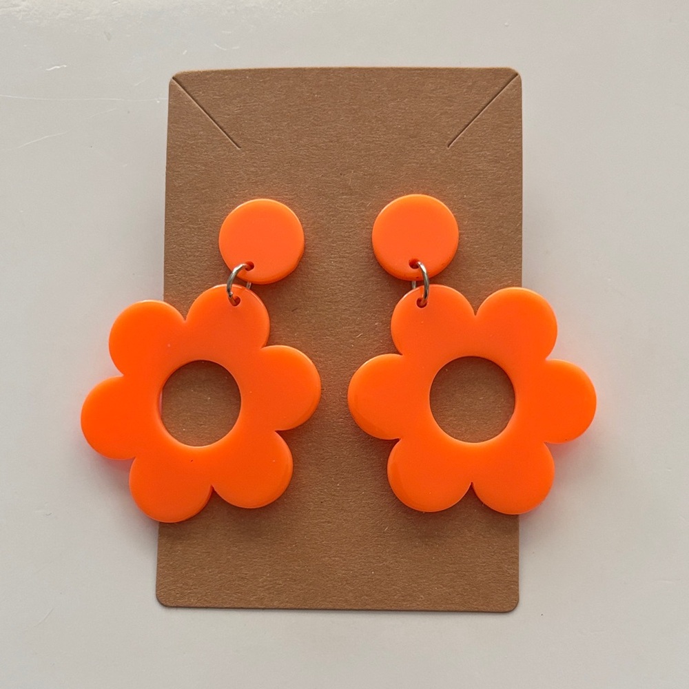 Fashion Jewelry Vibrant Orange Flower Earrings